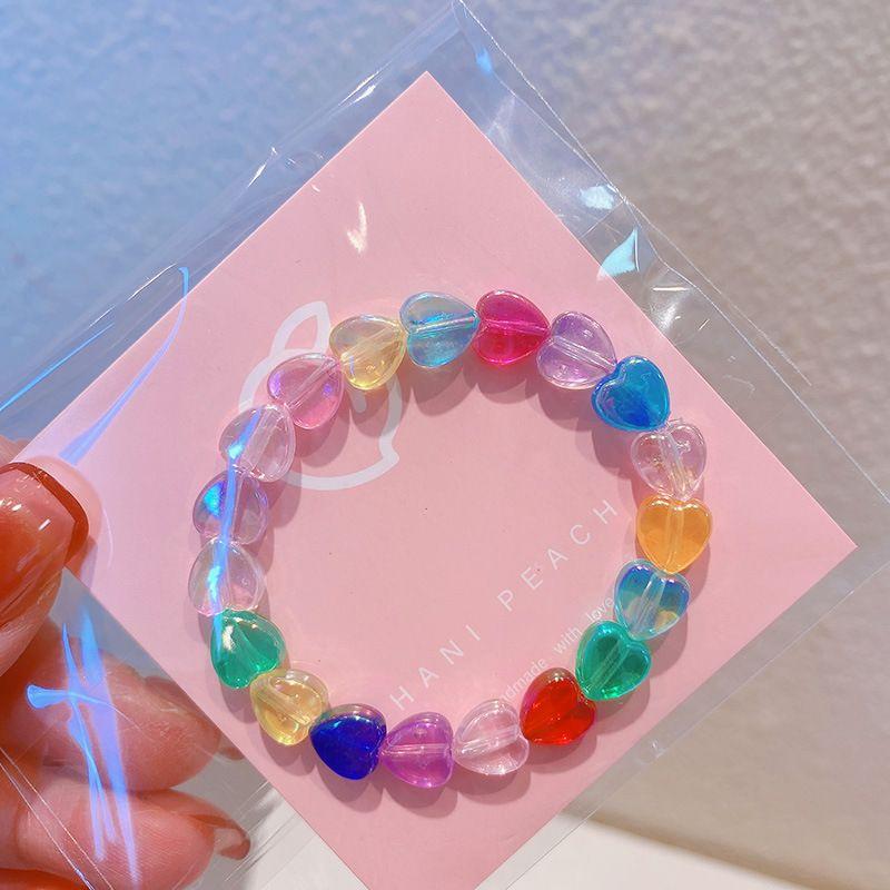 

Dopamine Color Flower Heart Small Peach Heart Kids Bracelet Princess Morocco Bracelet Hand Jewelry Fashion and Trendy Style 14cm Contrast Color Heart bracelet 14cm