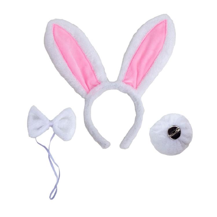Zestaw Akcesoriów do Kostiumu Zajączka Wielkanocnego Opaska na Uszy, Ogon Halloweenowe Rekwizyty Cosplay
