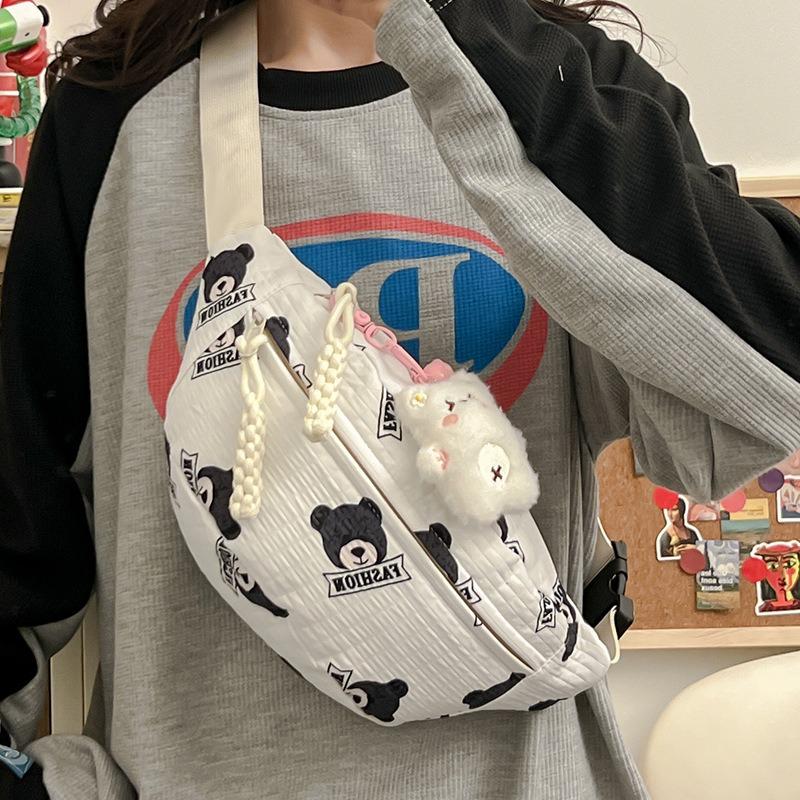 Student Commuting Fashion Shoulder Messenger Women's Bag New Outdoor Sports Fanny Pack Trend Cute Printed Breast Bag