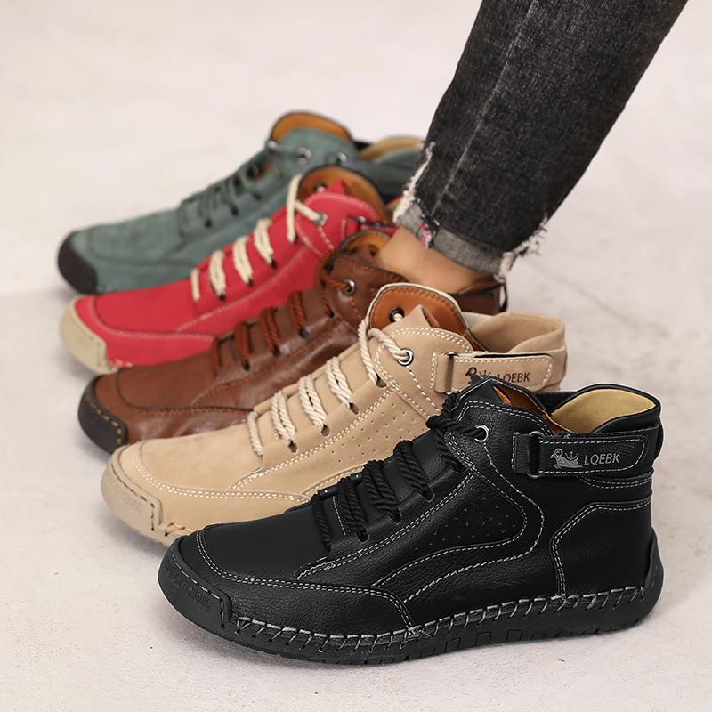 Shoes for Men Spring/Autumn Handmade Leather Casual Shoes Fashion Softe Causal Walking Sneakers Breathable Women's Ankle Boots