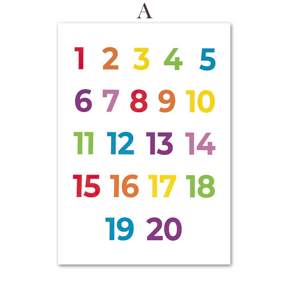 Rainbow Sun Star Cloud Numbers Alphabet Colors Wall Art Canvas Painting Nordic Posters And Prints Wall Pictures Kids Room Decor