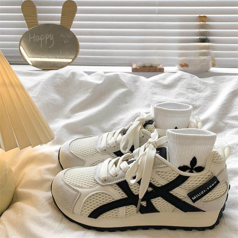 [Uncle Shoe] New children's autumn Forrest Gump shoes mesh thick sole inner height increase stripe sports color matching German training shoes 20