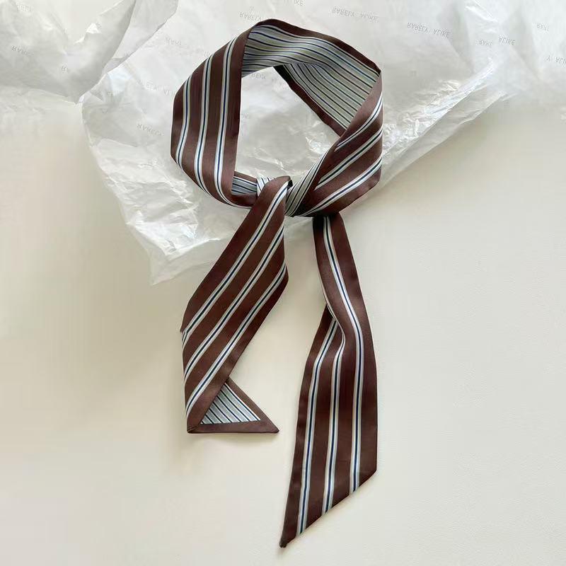 Women's Striped Silk Scarf: Versatile Spring/Summer Neck Accessory & Hair Tie