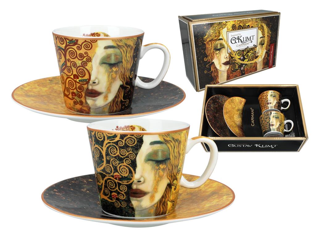 Zestaw 2 Filiżanek Espresso Gustav Klimt Złote Łzy Porcelana Prezent