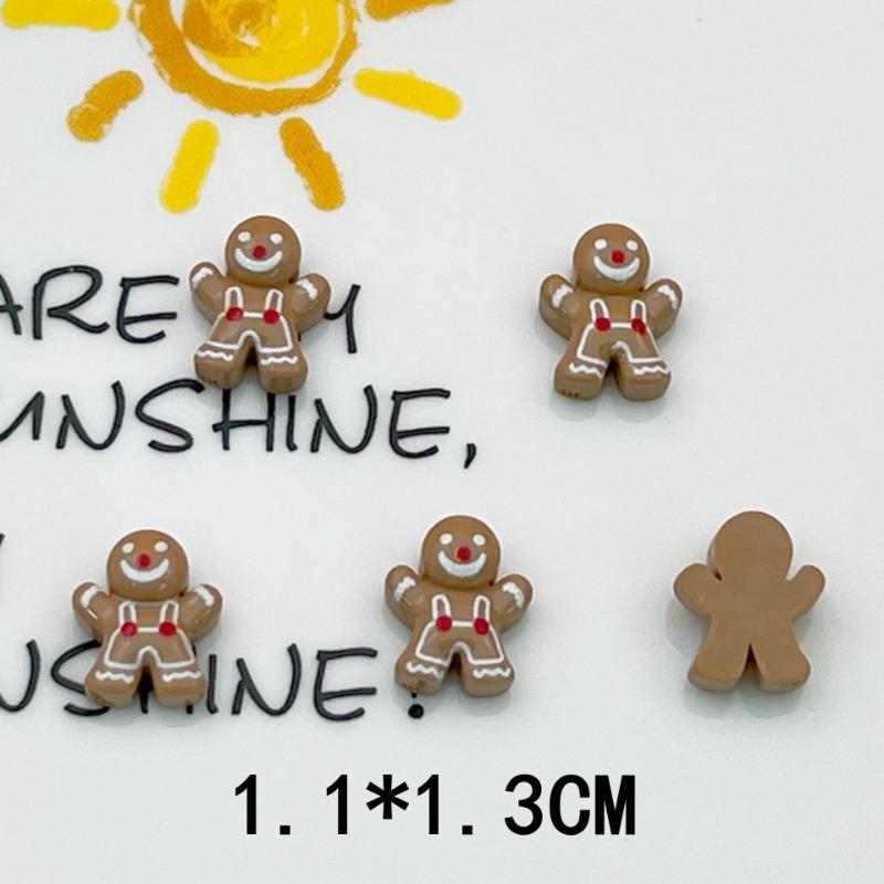 

Mini Small Cartoon Bright Face Christmas Gingerbread Man Nail Hair Clip Resin Accessories 10pcs коричневый