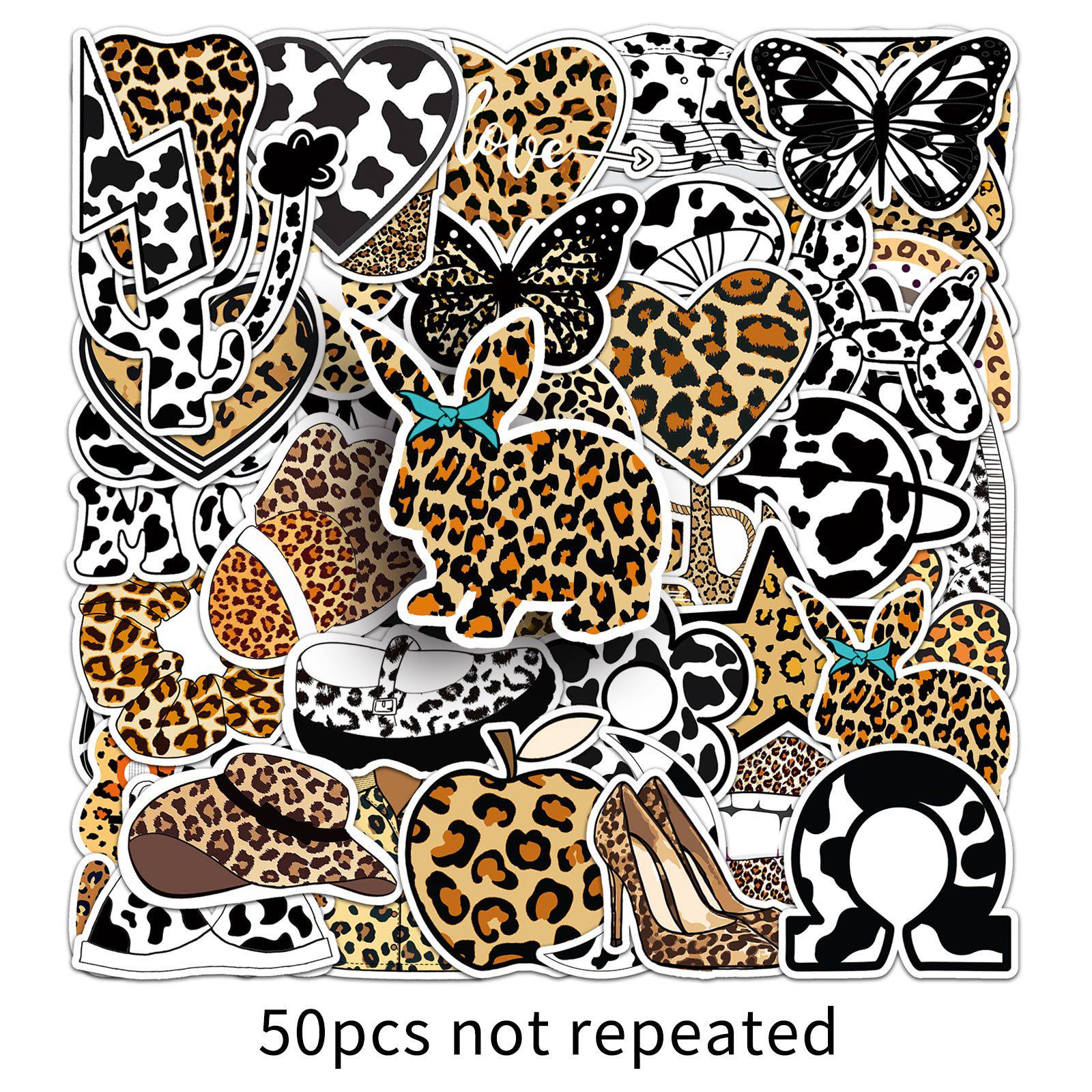 Leopard Print Graffiti Trend Stickers: 50 Pcs Waterproof Phone Case & Suitcase Decor.