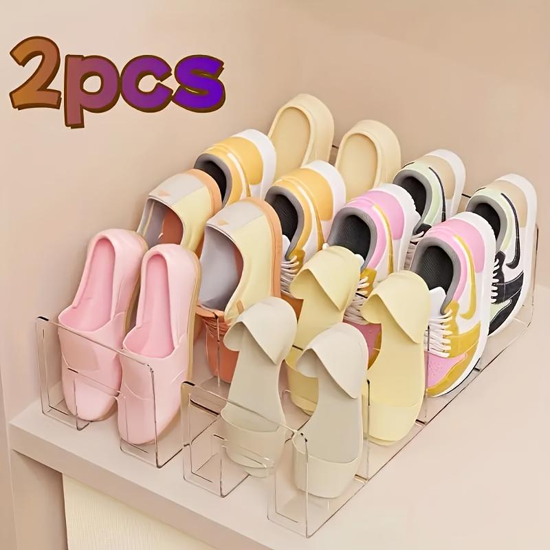 2pcs 4-Slot Acrylic Transparent Shoe Rack for Kids Baby Shoe Organizer Small Shoe Storage Shelf Shoe Cabinet 4790₽