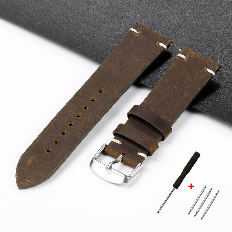 Calfskin Genuine Leather Watchbands Quick Release Watch Band 18mm 20mm 21mm 22mm 24mm Handmade Stitching Smartwatch Strap