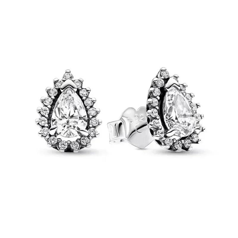 925 Silver Heart Earrings Exquisite Shiny Circular Light Luxury Jewelry Perfect Festive Gifts for Her