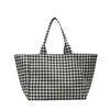 Summer Plaid Black & White Oversized Tote: Casual Single Shoulder Shopping Bag