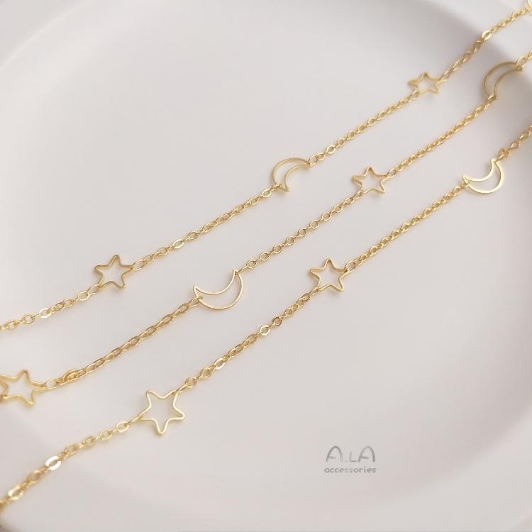 14K Gold-Filled Color-Preserving Star Moon Chain for DIY Necklace or Bracelet Jewelry
