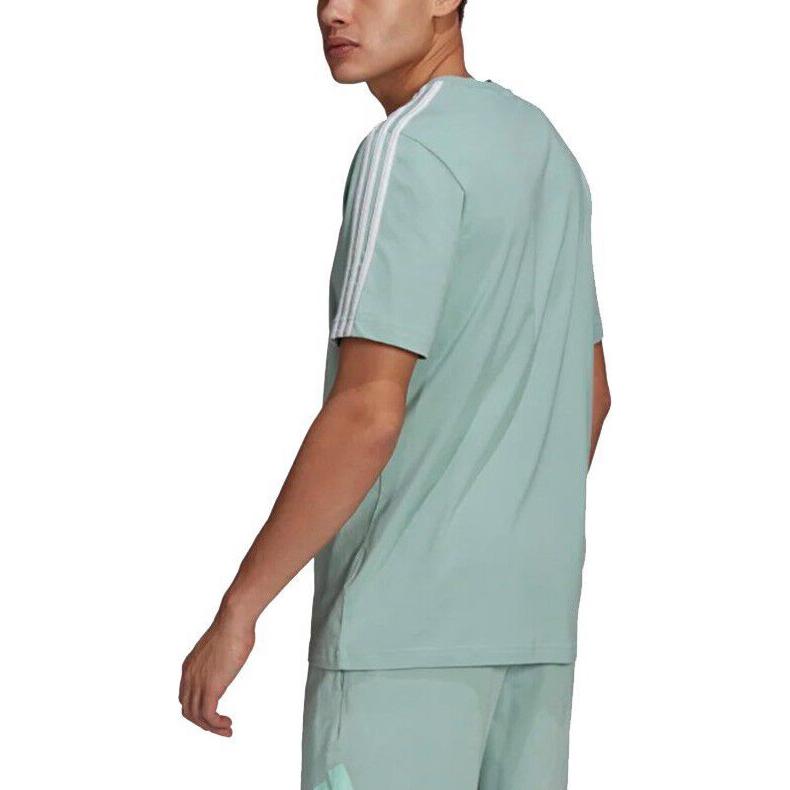 Adidas T Shirts Men's Turquoise Crew Neck Moderate Straight Fit GK9219