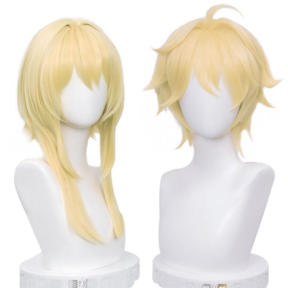 Genshin Impact Traveler Protagonist Hotaru Sora Cosplay Costume Includes Wig Net Wig, Anime, Heat-Resistant, Accessory, Parties, Events, Costume,