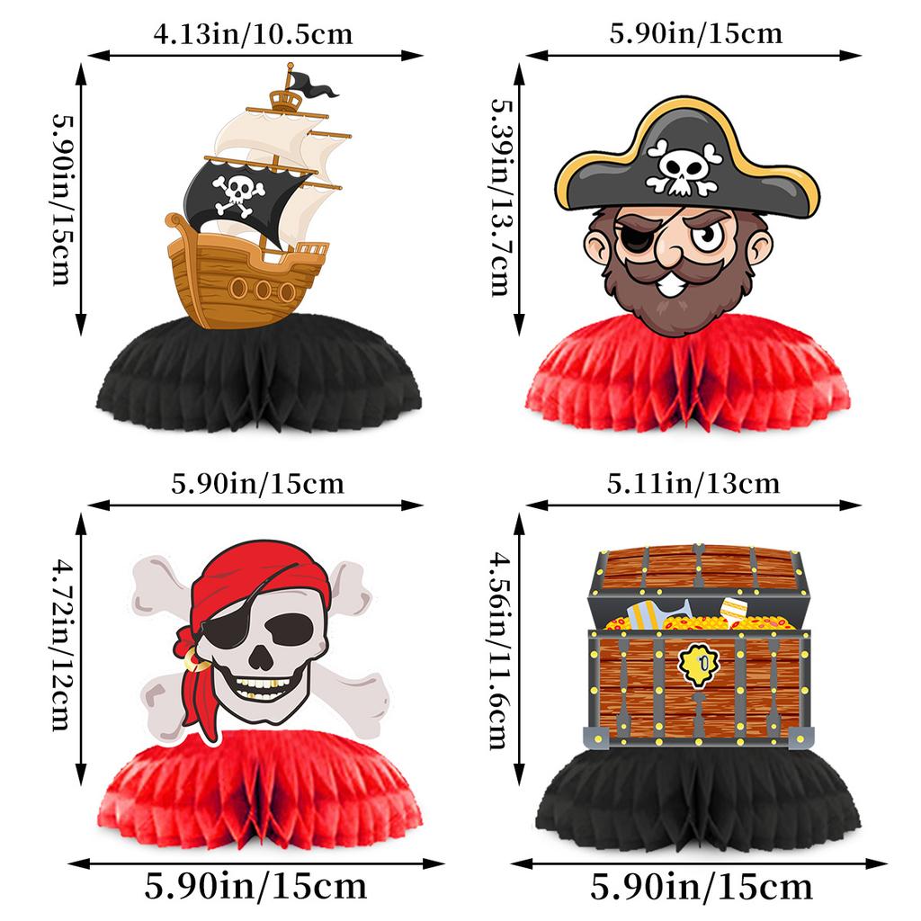 Pirate Theme Party Decoration Boy Birthday Flag Cake Card Balloon Set Customization