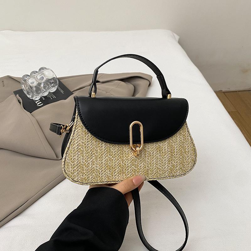 

Premium texture temperament contrasting colors women s high-value handbag summer popular urban shoulder messenger bag women чёрный