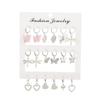 High Quality Hot-selling Simple Hollow Butterfly Ear Buckle 9-piece Set Creative Multi-element Dragonfly Earrings Heart Earrings Wholesale