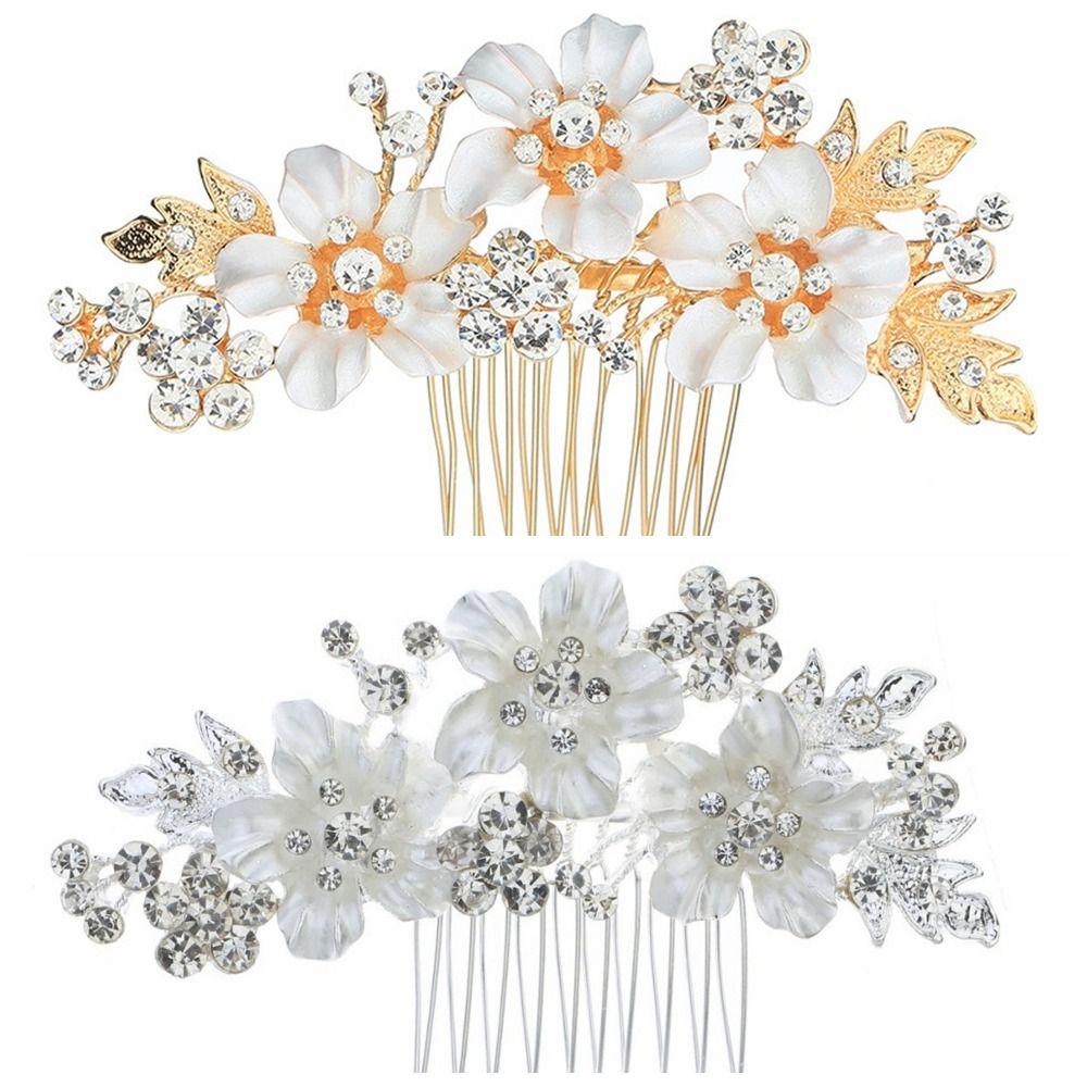 Sparkling Bridal Hair Comb Headdress Flower Hairclip Fashion Rhinestone Hairpin  Wedding