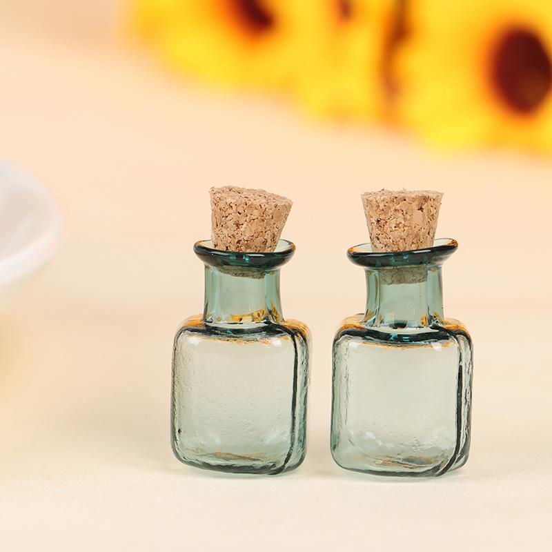 

2шт 1:12 Миниатюрных Кукольных Стеклянных Цветных Бутылочек с Корковыми Пробками Крошечные Баночки Флаконы Модель