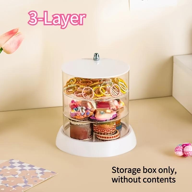 360° Rotating Makeup Storage Box – 3/4 Layer Plastic Transparent Organizer for Hair Accessories & Jewelry – No Power