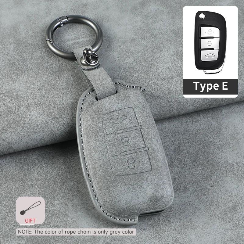 Leather Car Key Case Cover Holder Keychain Protector Shell for Geely GX3 EC7 EC8 GC6 EC715 EC718 Emgrand7 EU7 EC7 RV EC718 RV Ke