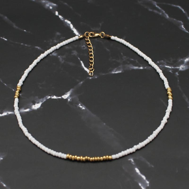 Bohemia Handmade Rainbow Seed Beads Simple Choker Necklace Women's Fashion Wild Sweet Colorful Collar Jewelry Gift