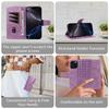 Solid Color Luxury Embossed Geometric Card Holder Wallet Case for iPhone/Samsung/Xiaomi Magnetic Buckle Phone Case Hand-strap Flip Cover