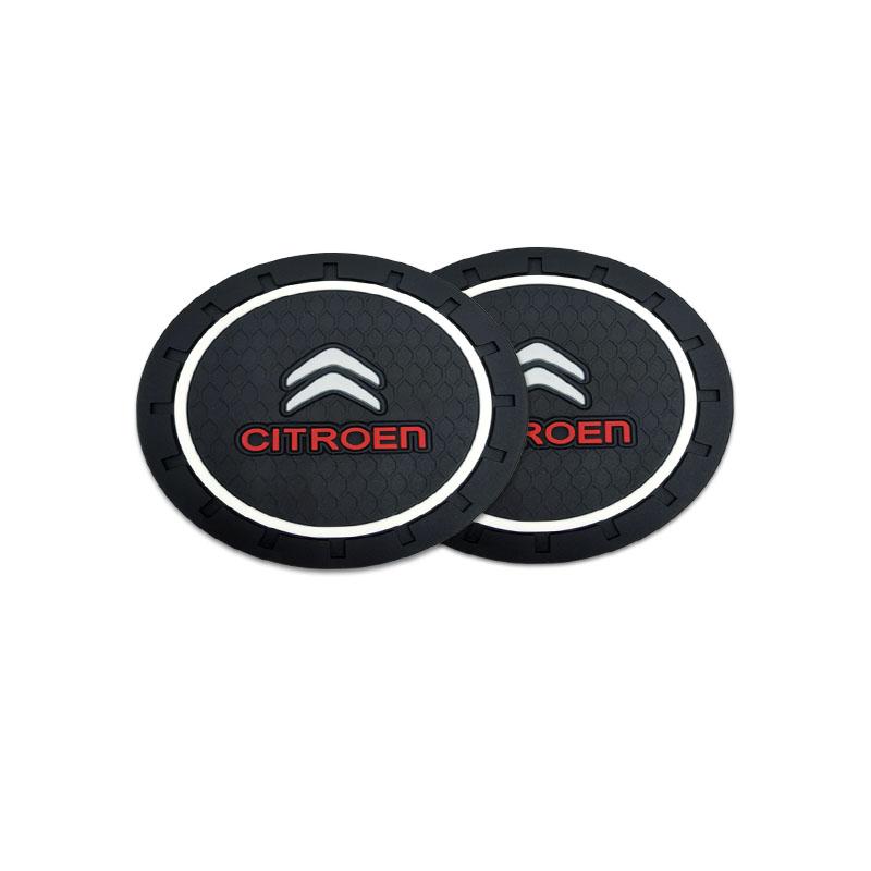 2 Stück Silikon Anti-Rutsch Pad Wasserbecherhalter Getränkeuntersetzer Auto Untersetzer für Citroen C1 C2 C3 C4 C5C6 ELYSEE VTS Xsara C-Crosser Berlingo Jumpy