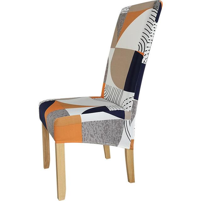 Xl Size Printed Chair Cover Geometric Look High Back Chair Covers Designed For Dining Room Area Wedding Hotel Kitchen Home Stretch Chair Case