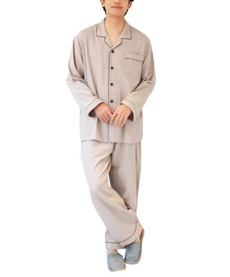 ON NISHIKI Long Sleeve Double Top and Bottom with Perfect for Spring and Autumn Loungewear Solid Size Men's Pajamas, 100% Cotton, Gauze,