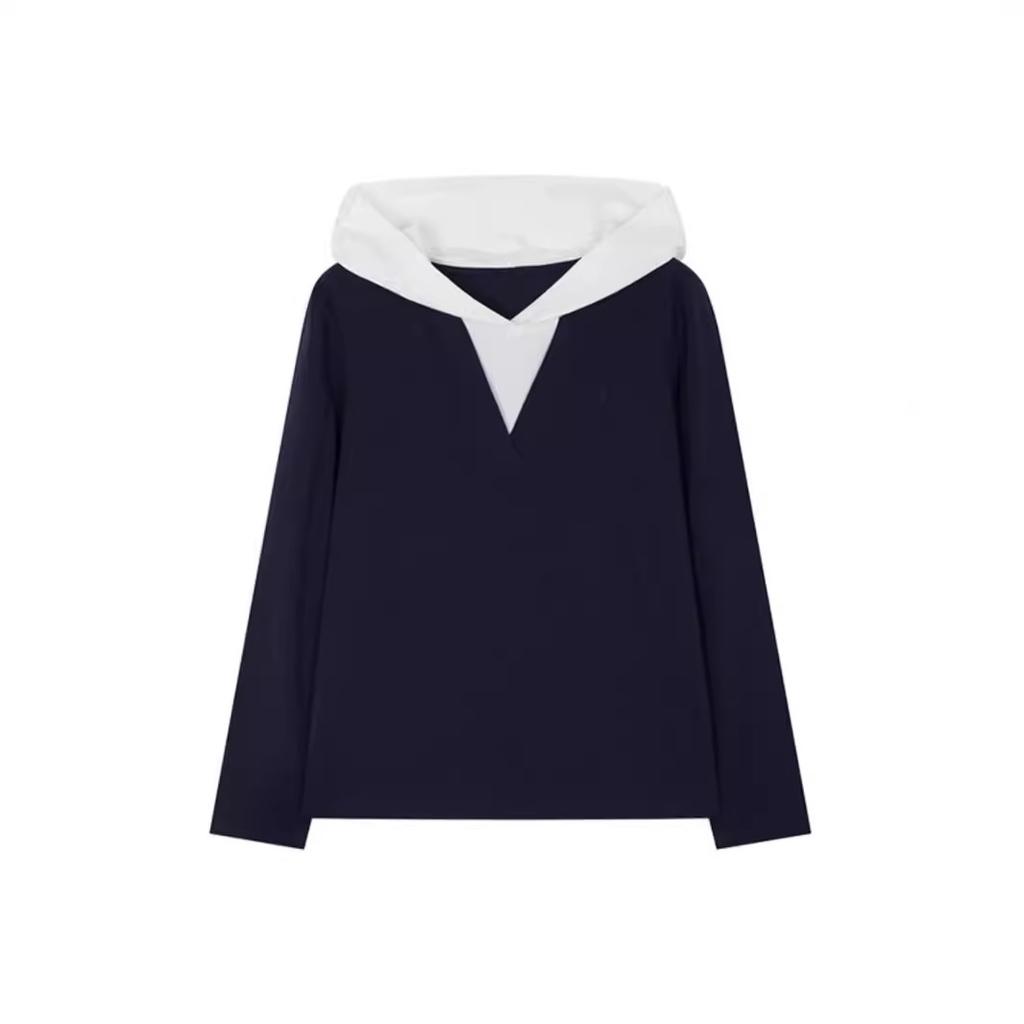 Fake Two-piece Hooded T-shirt for Autumn New Casual Design Long-sleeved T-shirt for Women