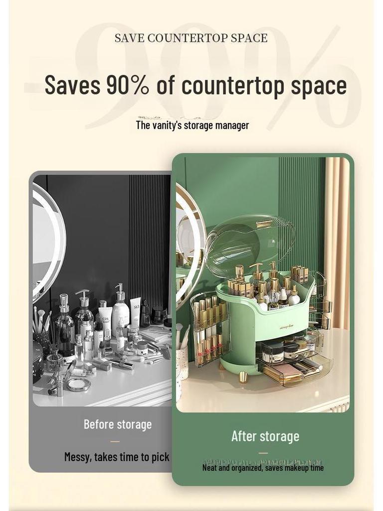 Luxury Multifunctional Makeup Organizer: Dustproof, Large Capacity Cosmetic Storage Box