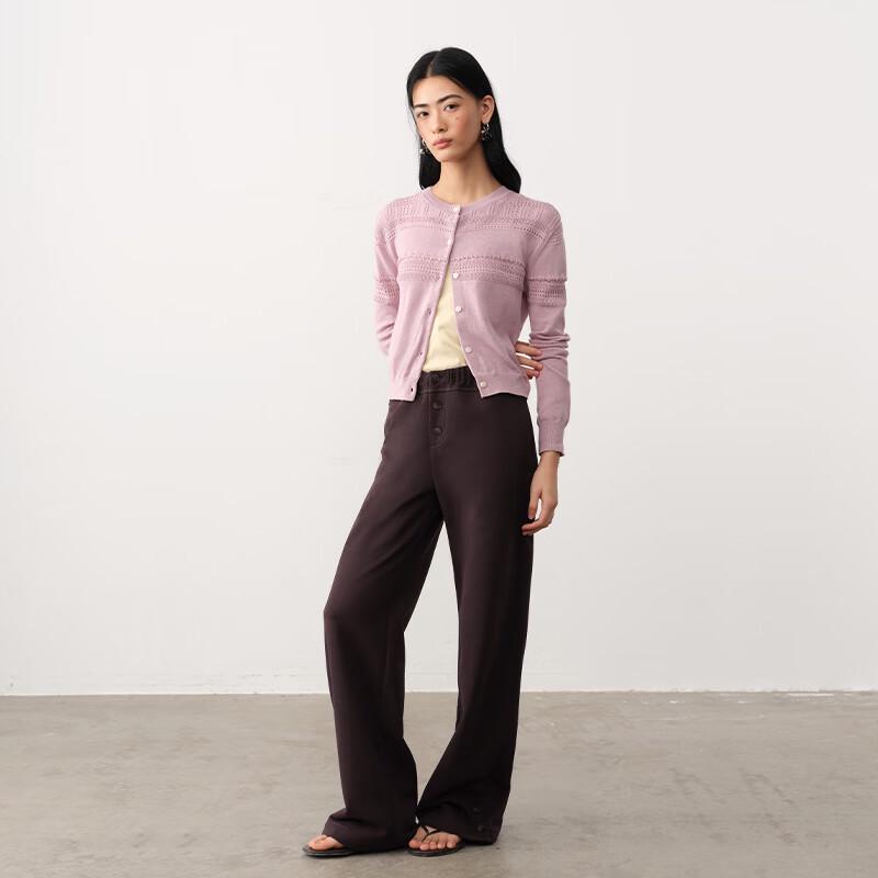 Women's Cotton Linen Hollow-out Jacquard Cardigan