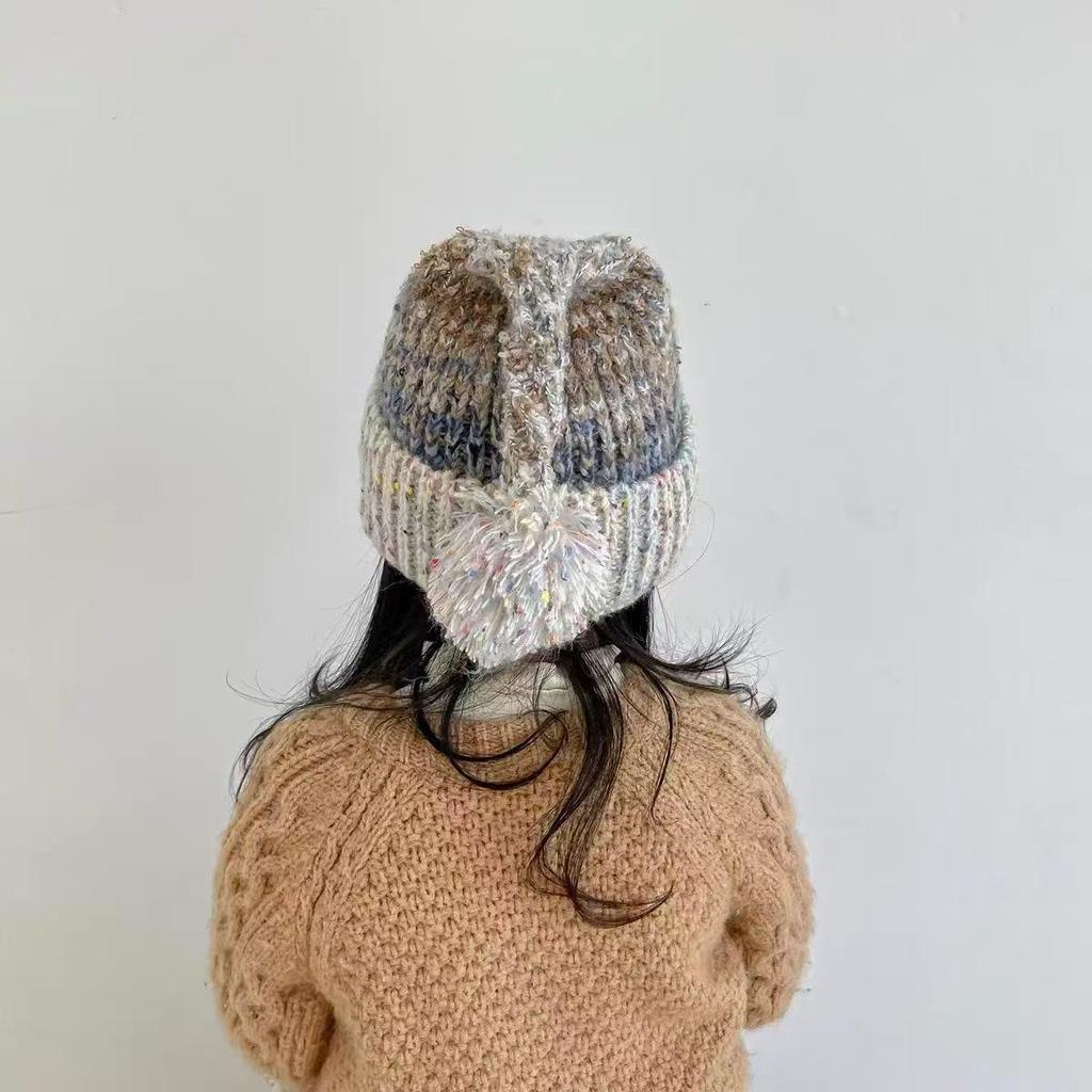 Adorable Baby Winter Knit Hat - Multi-Color Bobble, Korean Style, Christmas Theme, Cozy Wool Blend
