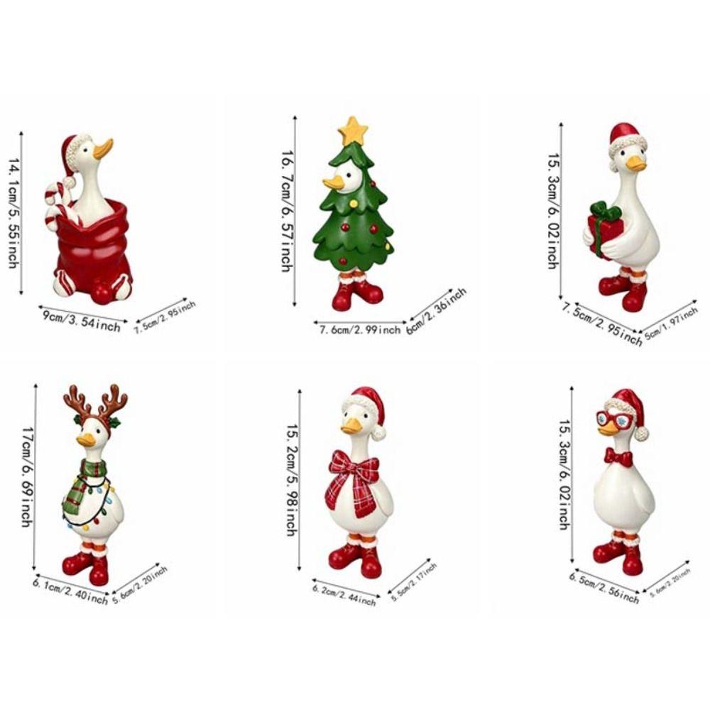 Exquisite Xmas Tabletop Ornament Durable Resin Animal Statue Christmas Duck Figurine  Office Desk