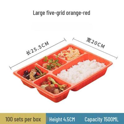 Disposable 5-Compartment Lunch Box with Lid (1500ml)
