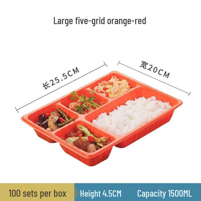 Large 5-Compartment Disposable Meal Box