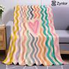 Rainbow Wave Heart Cartoon Anime Print Flannel Blanket Soft Warm Throw for Kids Bedroom Sofa Bed Christmas Office Car