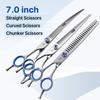 Fenice Professional 7.0/7.5/8 Inch JP440C Steel Left Hand Shears Blue Diamond Double Tail Nail Scissors Set for Pet Dog Grooming