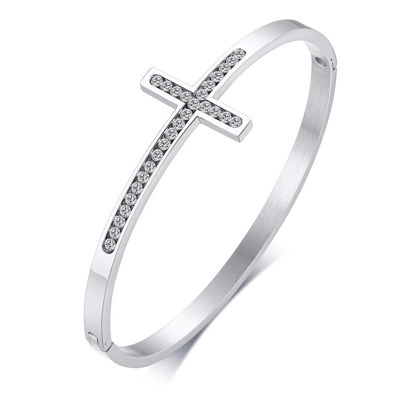 

Charm Women Cuff Bangles Cross Crystal Bracelets For For Girls Sister Wife Friendship Jewelry