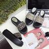 Fashion Luxury Women's Sandals Summer Platform Rhinestone Slippers Women Gemstone Slides Wedge Slippers Women's Shoes Beach Slides Shoes