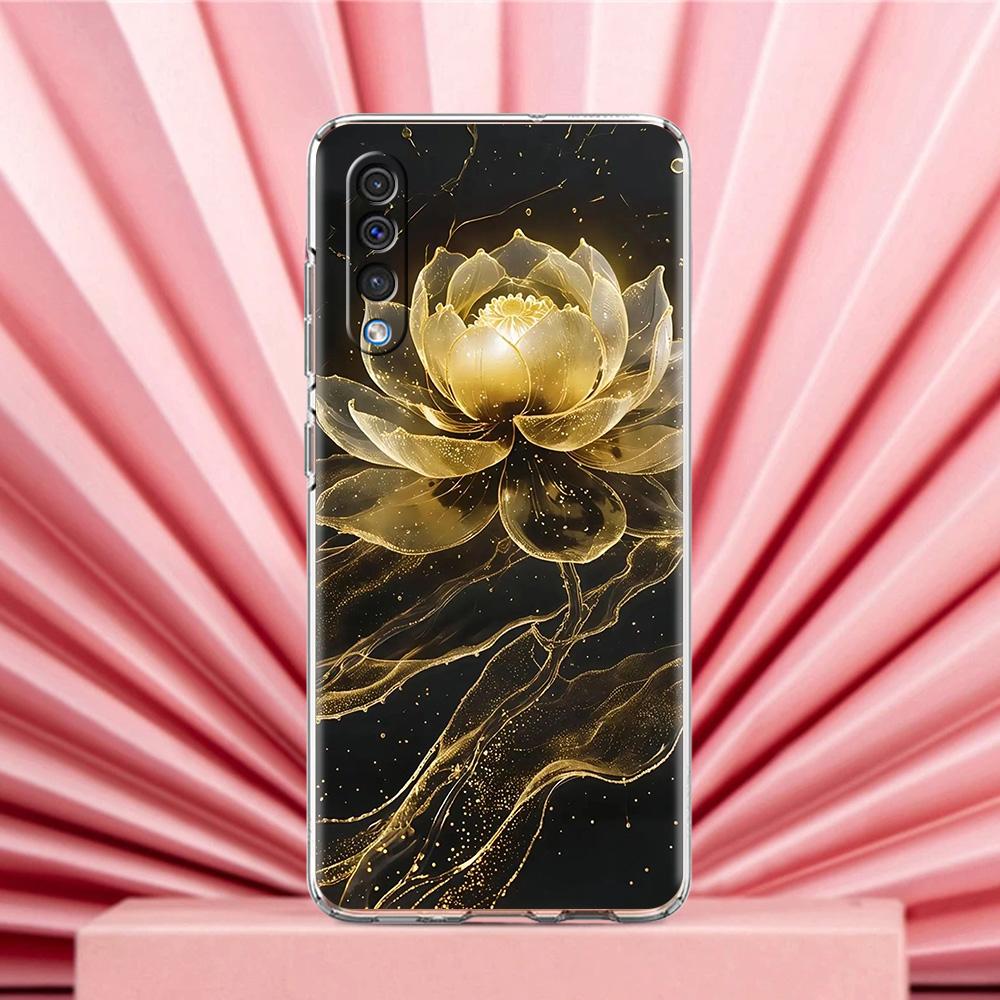 Phone Case For Samsung A56 A36 A26 A24 A16 A14 A12 A32 A50 A70 A20E A22 A40 A34 A54 A42 A52 5G A04s A06 Cover Lotus Pattern
