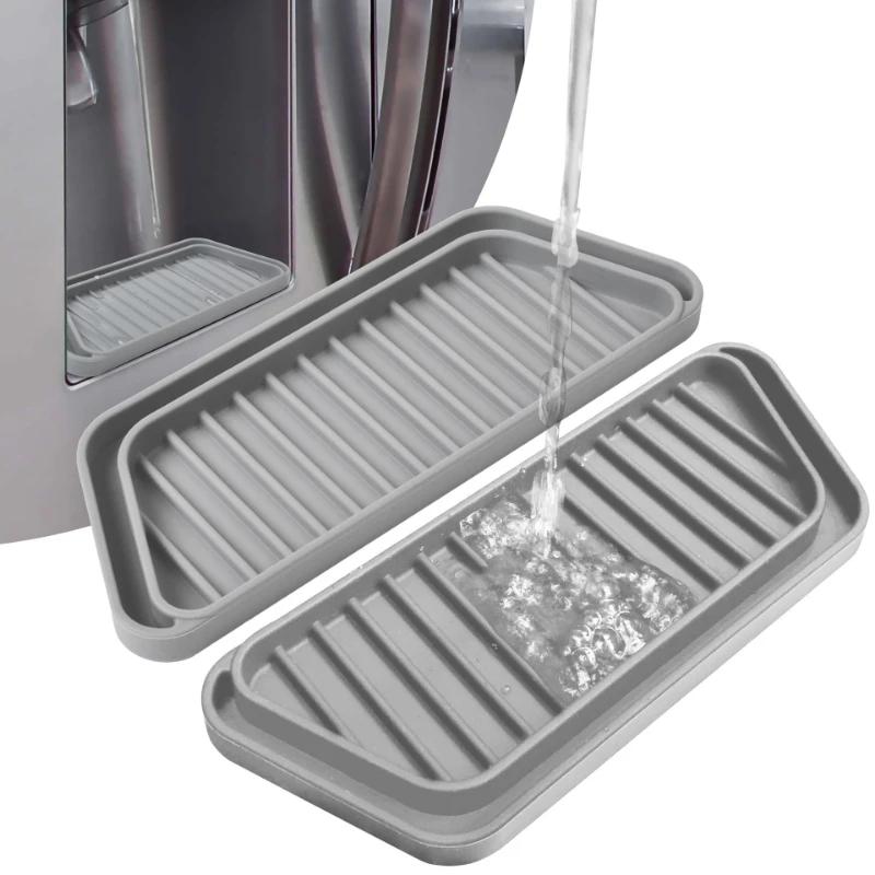 Silicone Refrigerator Drip Tray Reusable Kitchen Fridge Mat Anti Splash Overflow Drainage Catcher for Water Spills