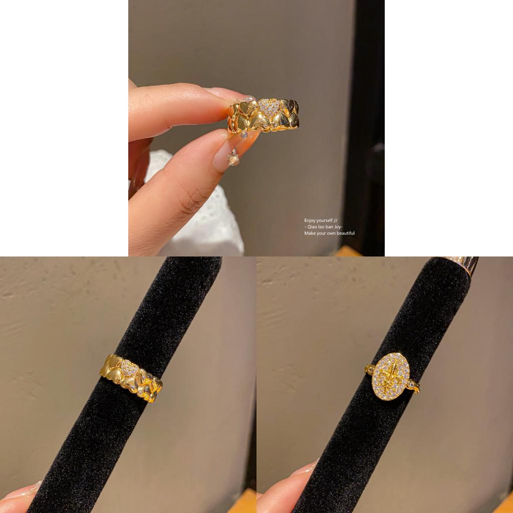 Geometric Openstyle Goldplated Zircon Ring For Women Fashion Jewelry