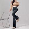 Women's Cement Gray High-Waisted Micro-Flared Jeans - Autumn 2025 Vintage Slimming Petite Pants
