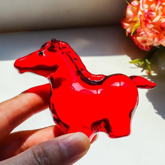 Yousheng Fake Crystal Horse Figurine Hand-carved Miniature Pony Statue Healing Stone Animal Collectible Sculpture Fengshui Decoration Ornament
