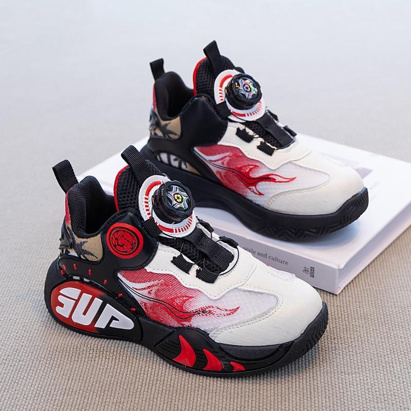 Kids Breathable Rotary Buckle Sport Basketball Shoes 28 чёрный