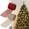 DIY Weihnachtsbandrolle zum Schleifenbasteln und für die Geschenkverpackungsdekoration aus drahtverstärktem Leinenmaterial für die saisonale Feiertagsnutzung