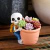 Süßer Skelett-Blumentopf Dekorativer Harz-Blumentopf Kleiner Skelett-Pflanztopf für Sukkulenten Halloween Schreibtischdekoration