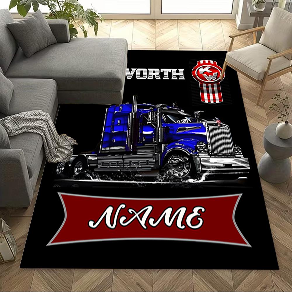 Kenworth Truck Pride Customizable Name Area Rug Perfect for Dormitory Playrooms Balcony Foyer Antislip Carpet Decorate Offices