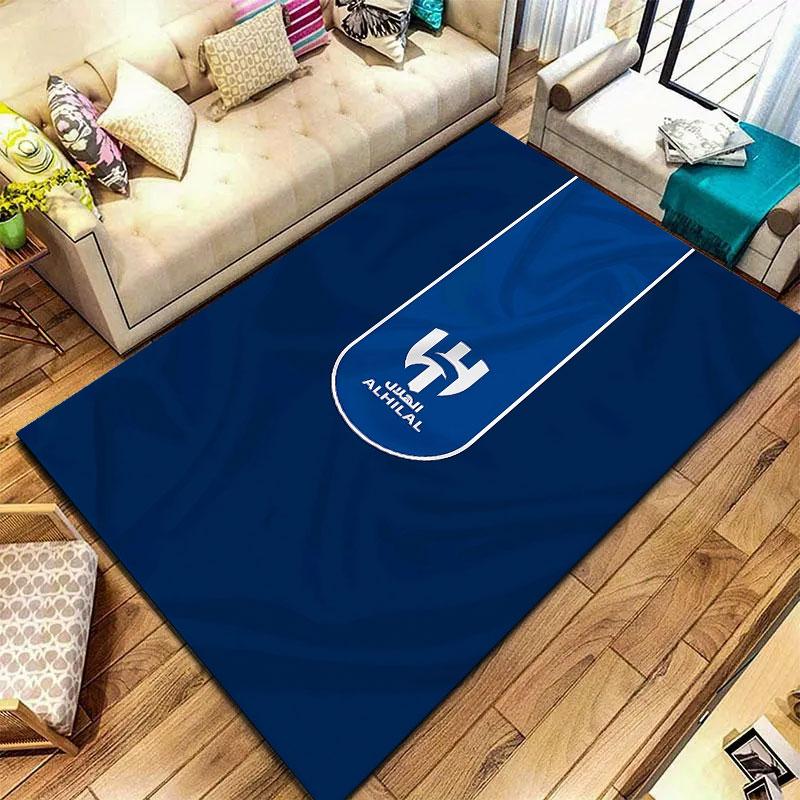 Tappeto Al-Hilal Saudi FC per Soggiorno Camera da Letto Casa Decorazione Divano, Tappetino Antiscivolo per Giochi Bambini